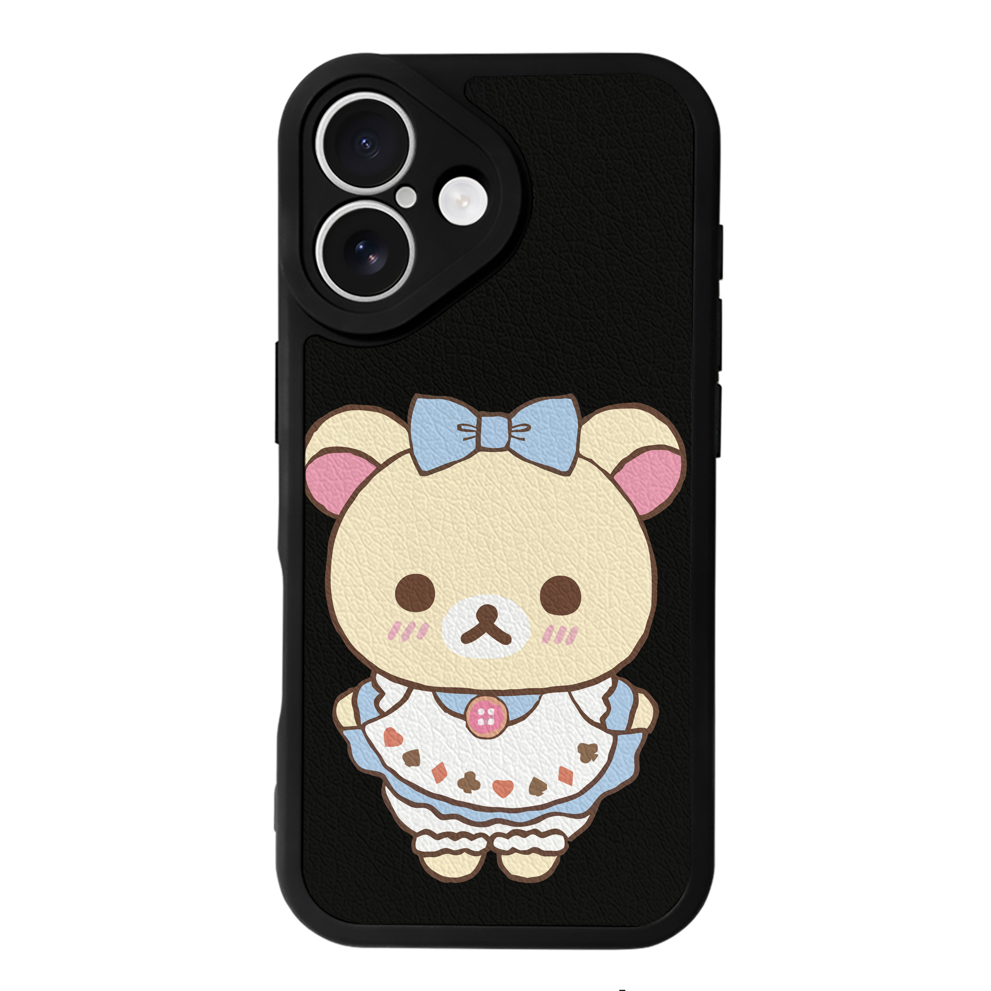 （画像用） リラックマ リラックマ キイロイトリ Rilakkuma Korilakkuma Kiiroitori 【iPhone 16シリーズ対応】シリコンスマホケース（レザー調） 材質：シリコン